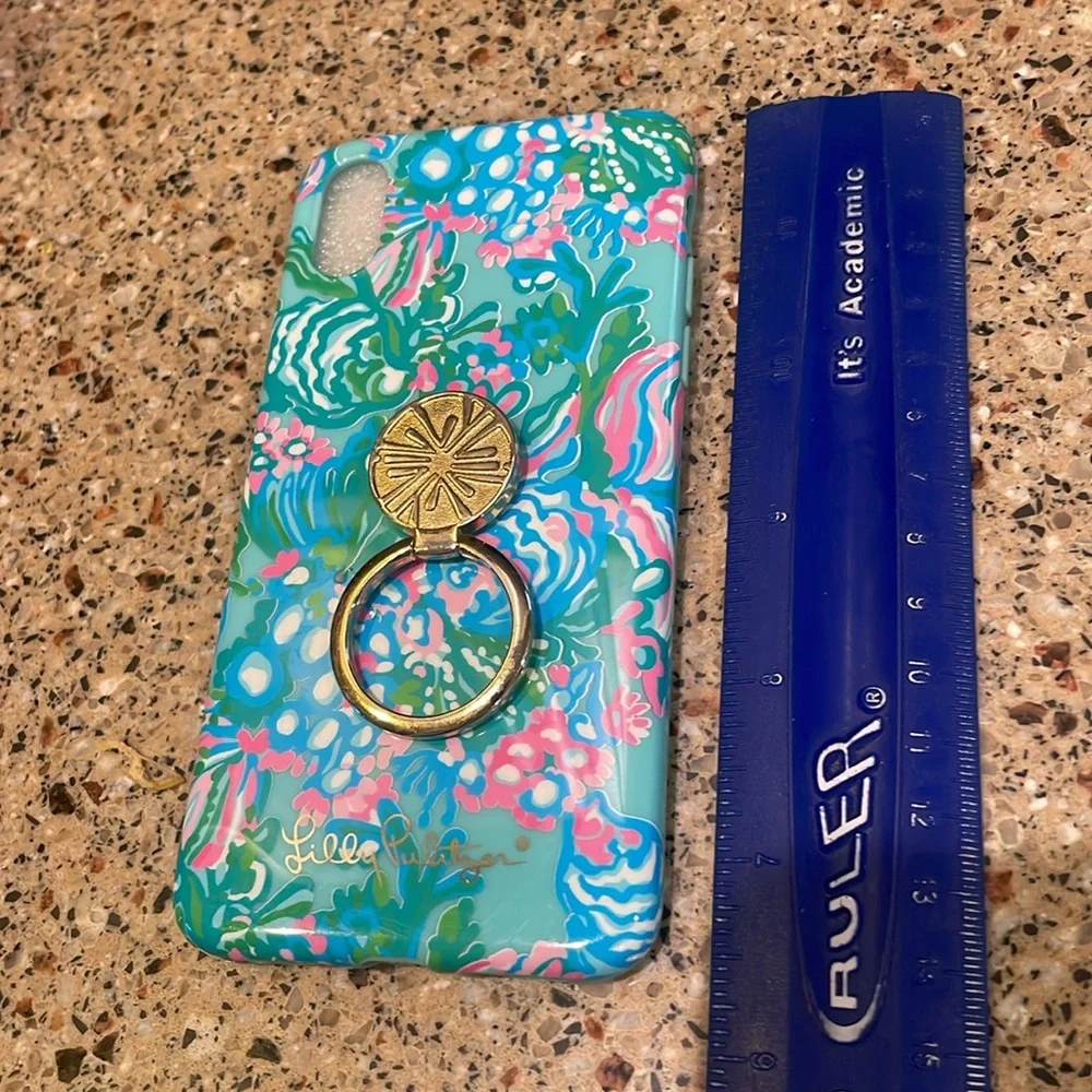 Lilly Pulitzer Phone Case Ring Finger Holder NWOT iPhone X Blue Pink Ring Holder